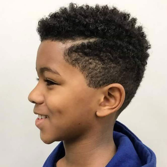 Boys Haircut Side Parted Curls 