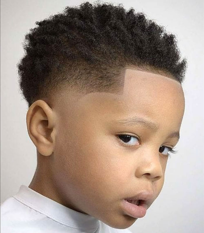 Curly Boys Haircut Afro With Line Up And Temple Fade 